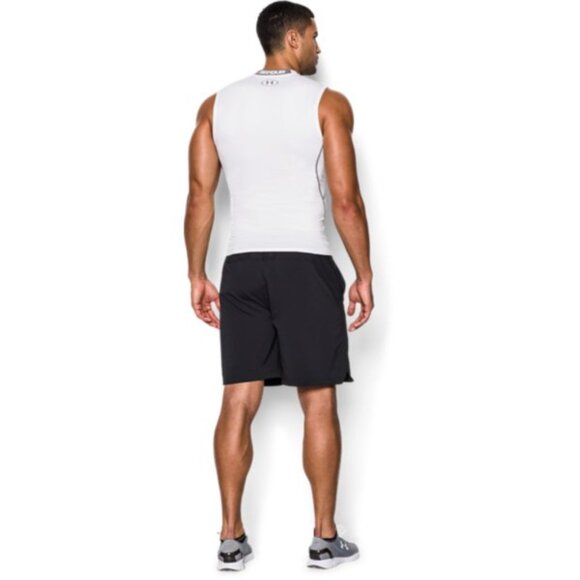 Men's UA HeatGear Armour Sleeveless Compression Shirt - White (100) - Picture 2 of 5